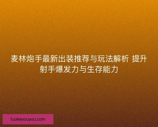麦林炮手最新出装推荐与玩法解析 提升射手爆发力与生存能力