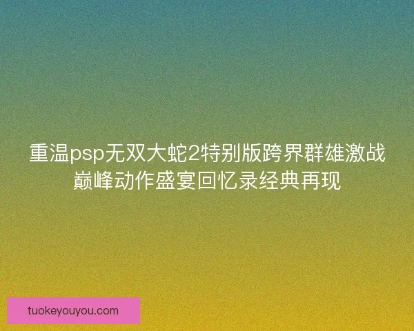 重温psp无双大蛇2特别版跨界群雄激战巅峰动作盛宴回忆录经典再现