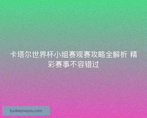 卡塔尔世界杯小组赛观赛攻略全解析 精彩赛事不容错过 卡塔尔世界杯小组赛观赛攻略全解析 精彩赛事不容错过