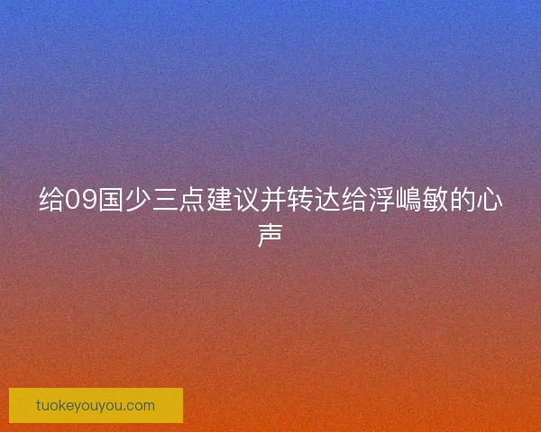 给09国少三点建议并转达给浮嶋敏的心声