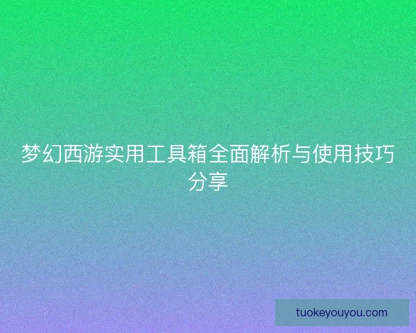 梦幻西游实用工具箱全面解析与使用技巧分享