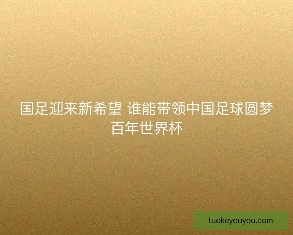 国足迎来新希望 谁能带领中国足球圆梦百年世界杯