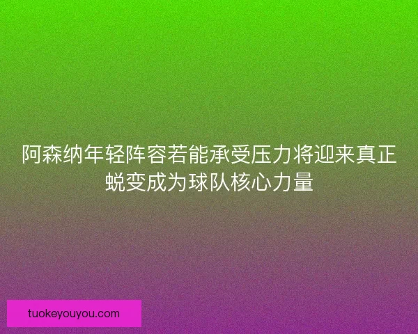 阿森纳年轻阵容若能承受压力将迎来真正蜕变成为球队核心力量
